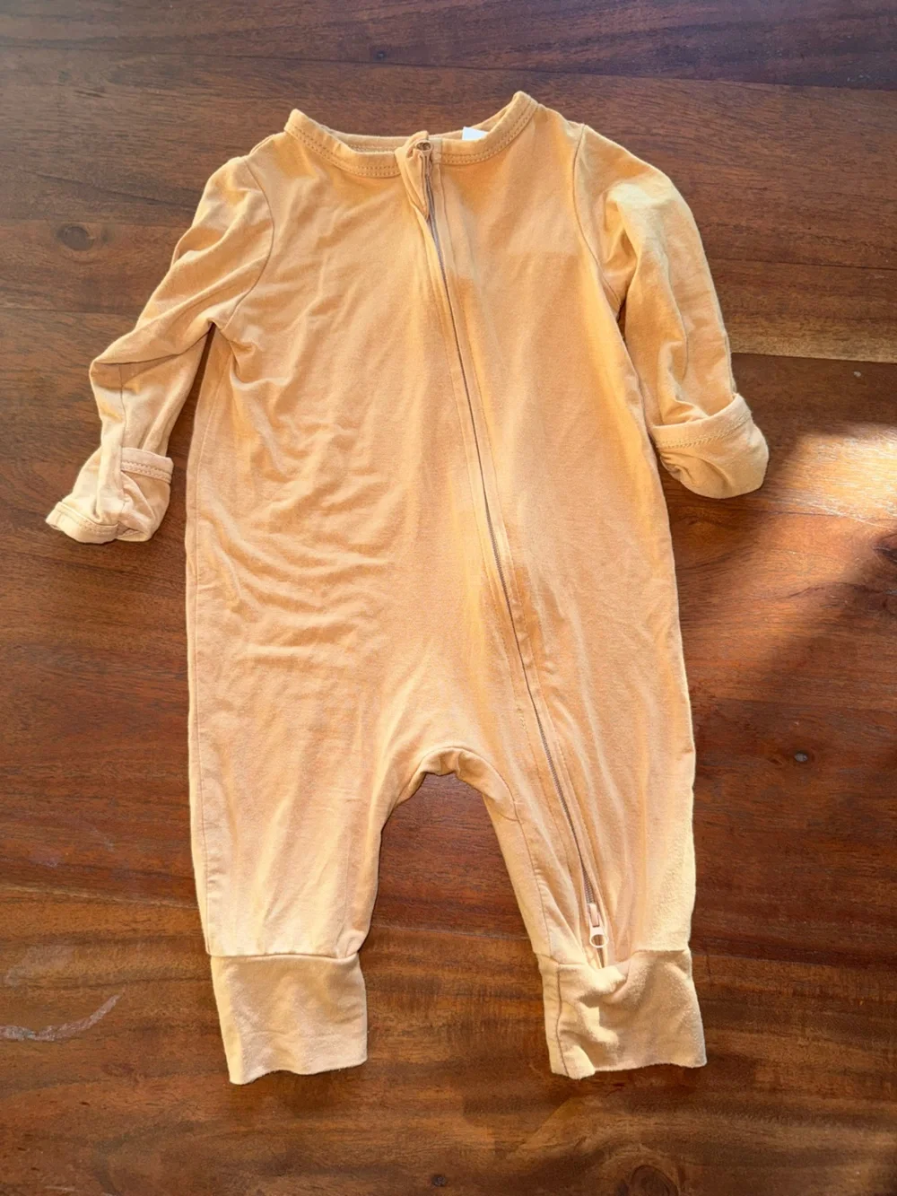Neutral Beige Zippered‎ One-Piece Romper